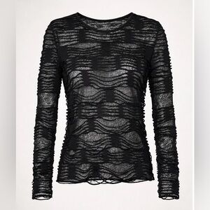 Pierre Balmain Black Textured Long Sleeve Top